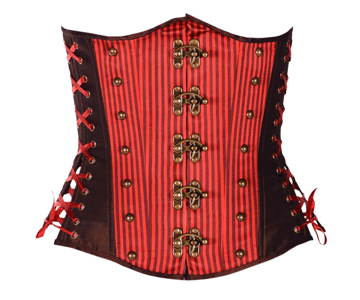 Red Stripe Captain Corset, Slim Silhouette, Long