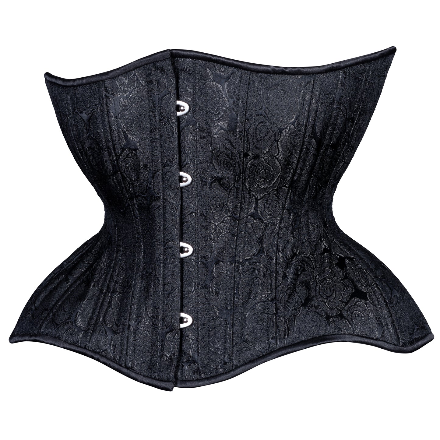 Black Floral Brocade Cupped Corset, Gemini Silhouette, Regular