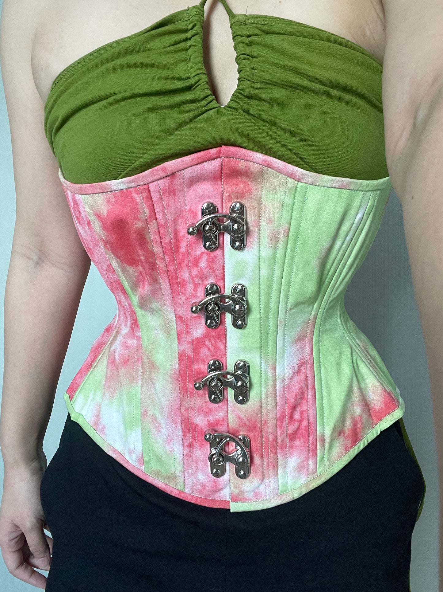 Tie-Dye Red Novice Corset, Hourglass Silhouette, Regular