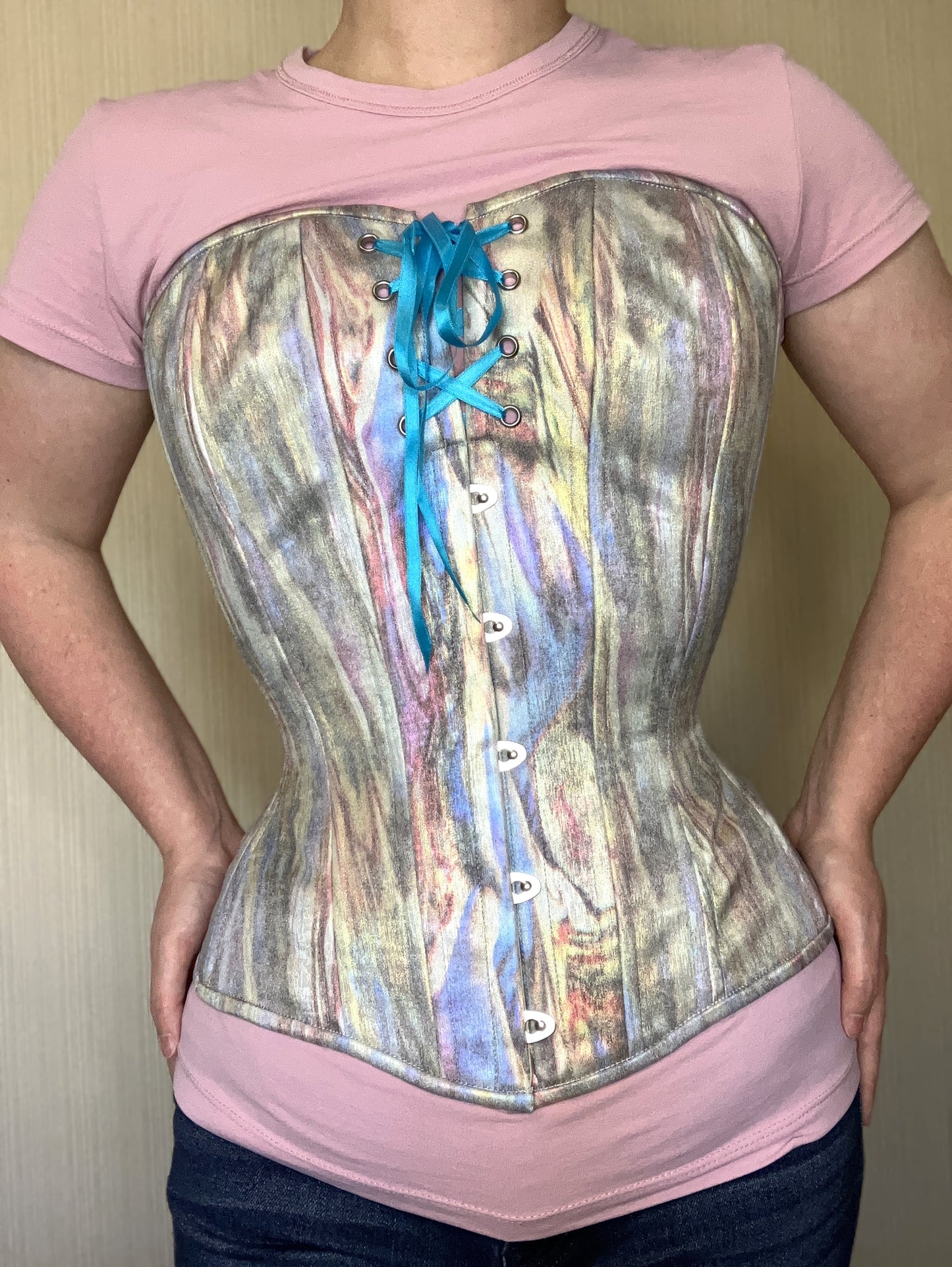 Impressionist Shimmer Overbust Corset, Hourglass Silhouette, Regular