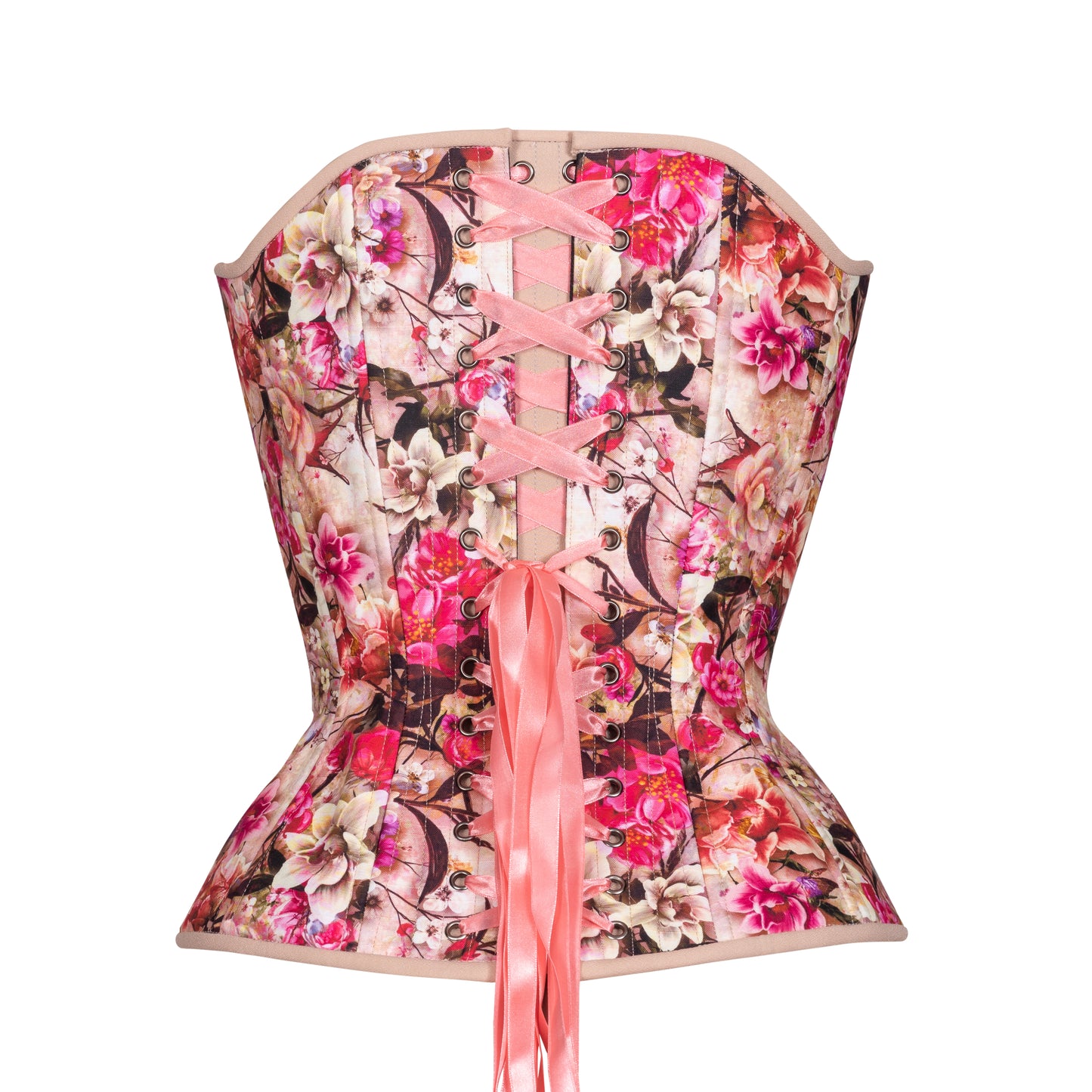 Cerise Bouquet Overbust Corset, Hourglass Silhouette