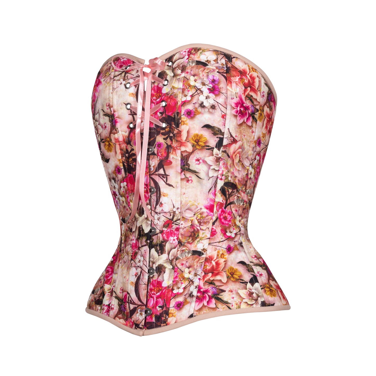 Cerise Bouquet Overbust Corset, Hourglass Silhouette