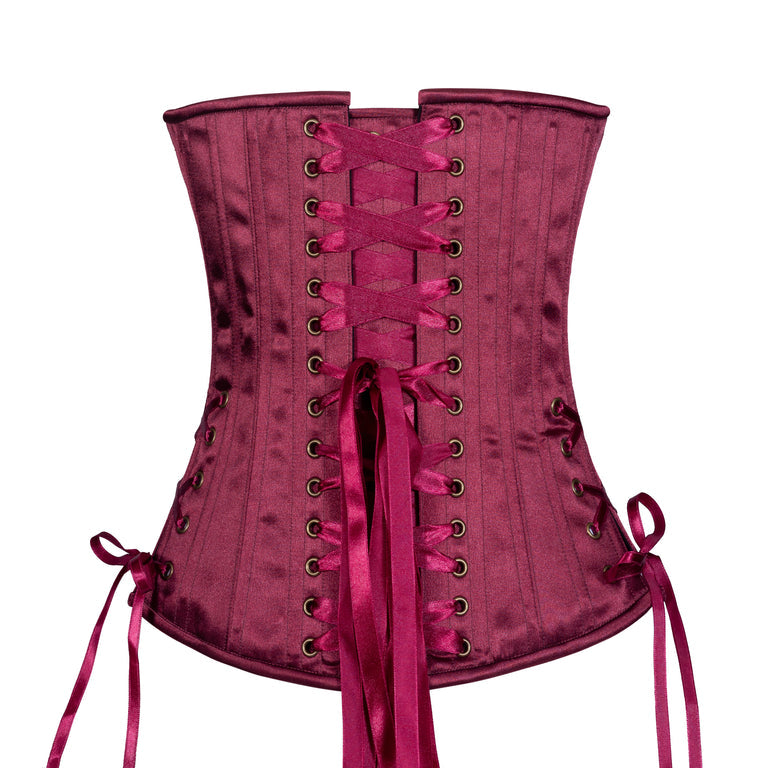 Plum and Gold Brocade Overbust Corset, Slim Silhouette, Regular