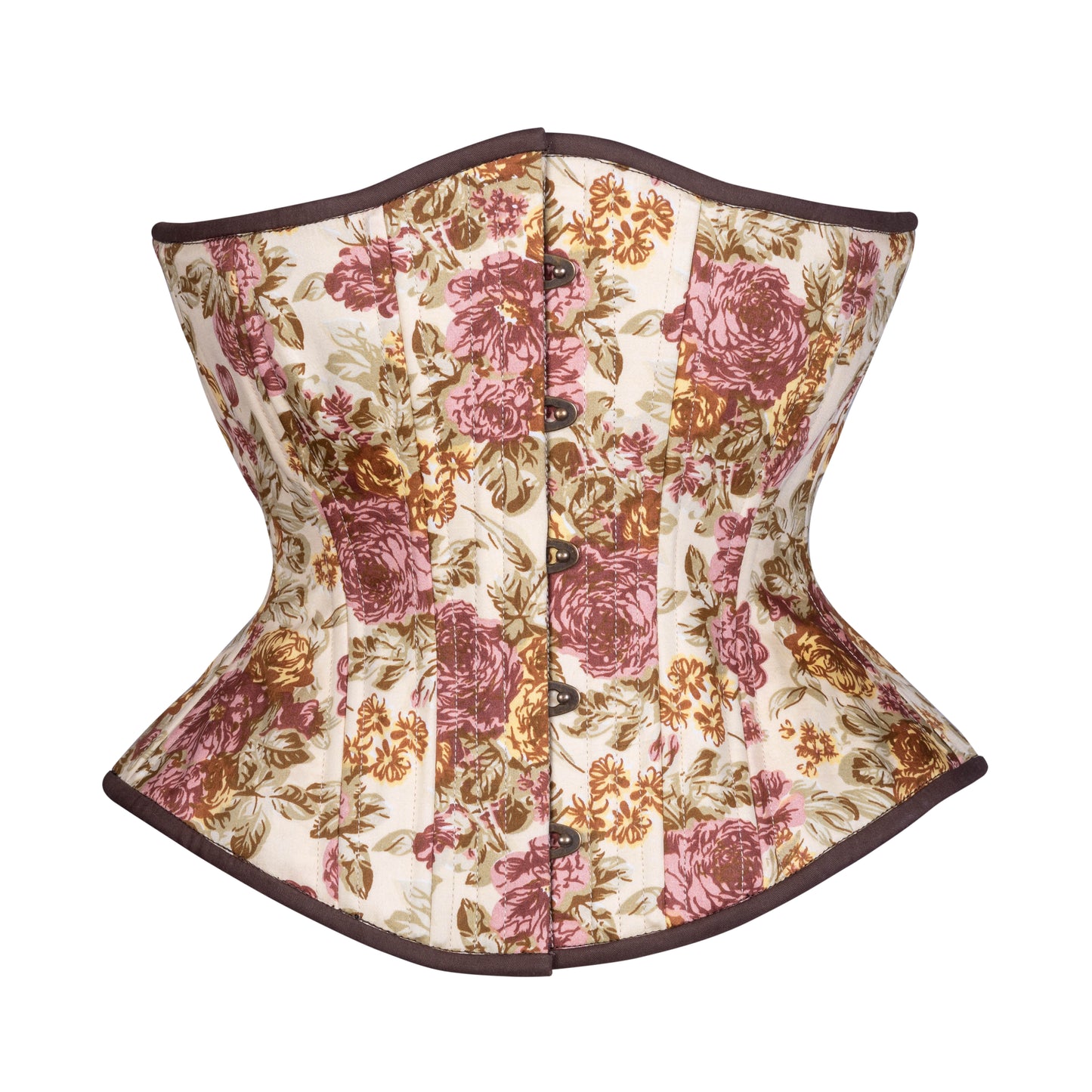 Vintage Peonies Corset, Hourglass Silhouette, Regular