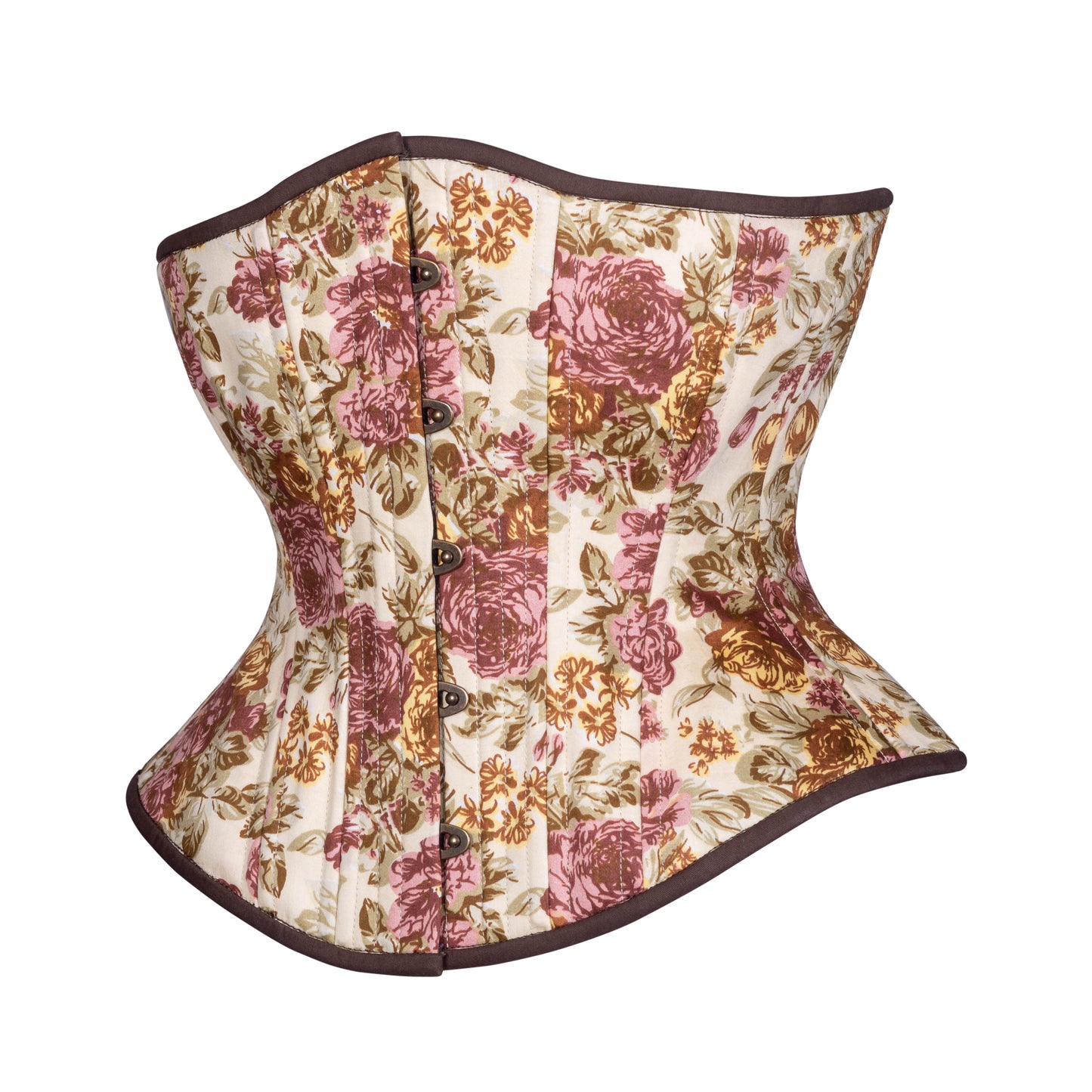 Vintage Peonies Corset, Hourglass Silhouette, Regular