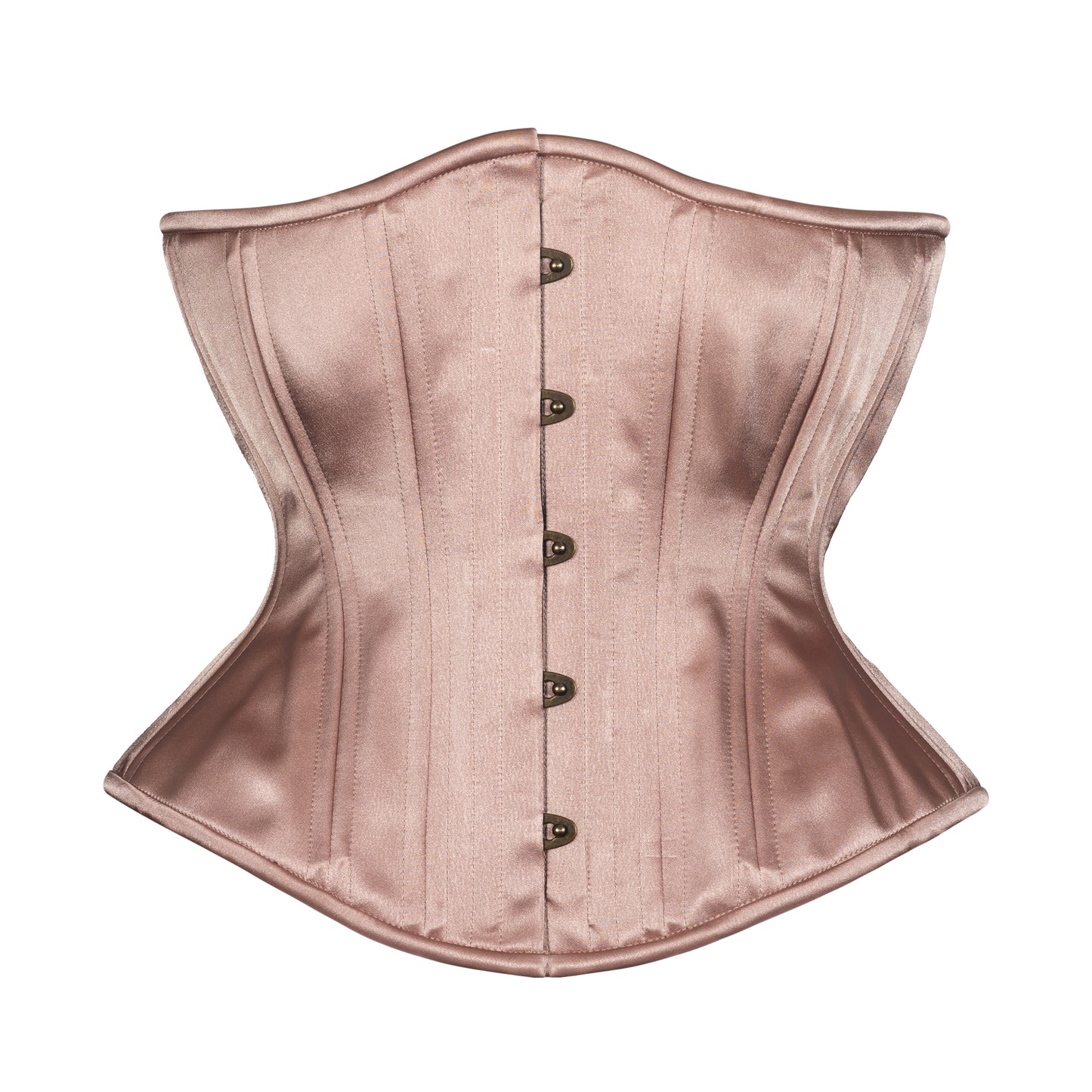 Toffee Satin Corset, Hourglass Silhouette, Regular