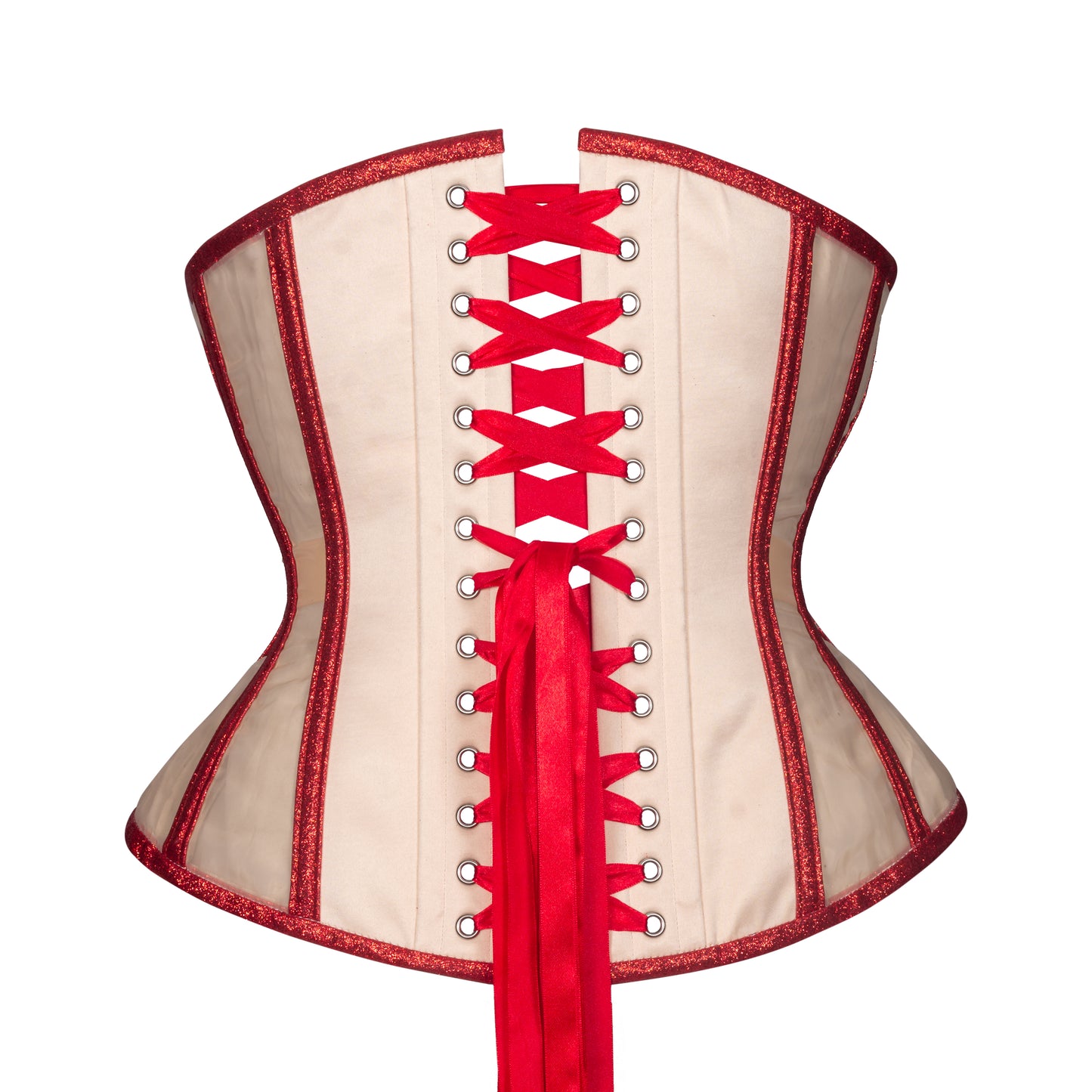 Ruby Beige Mesh Corset, Hourglass Silhouette, Regular
