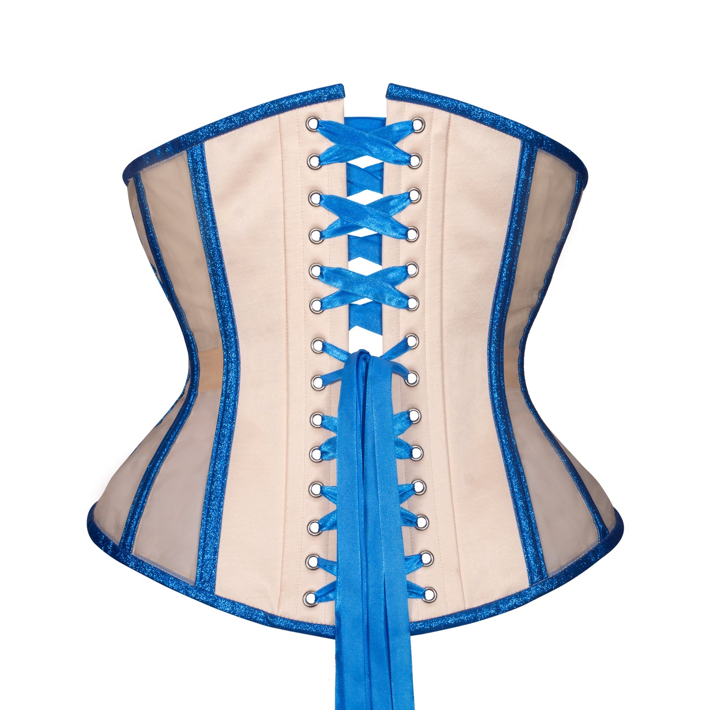 Sapphire Beige Mesh Corset, Hourglass Silhouette, Regular