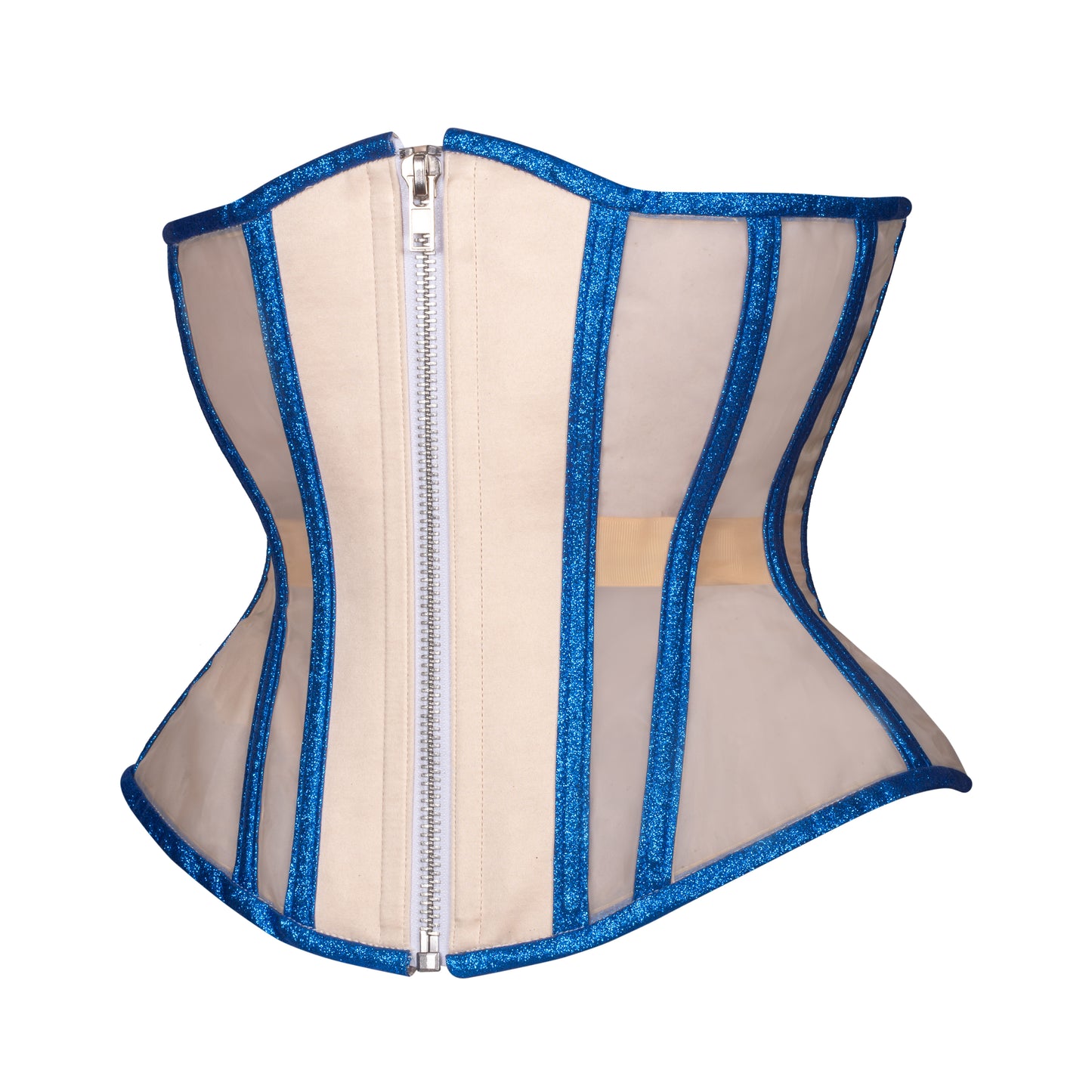 Sapphire Beige Mesh Corset, Hourglass Silhouette, Regular