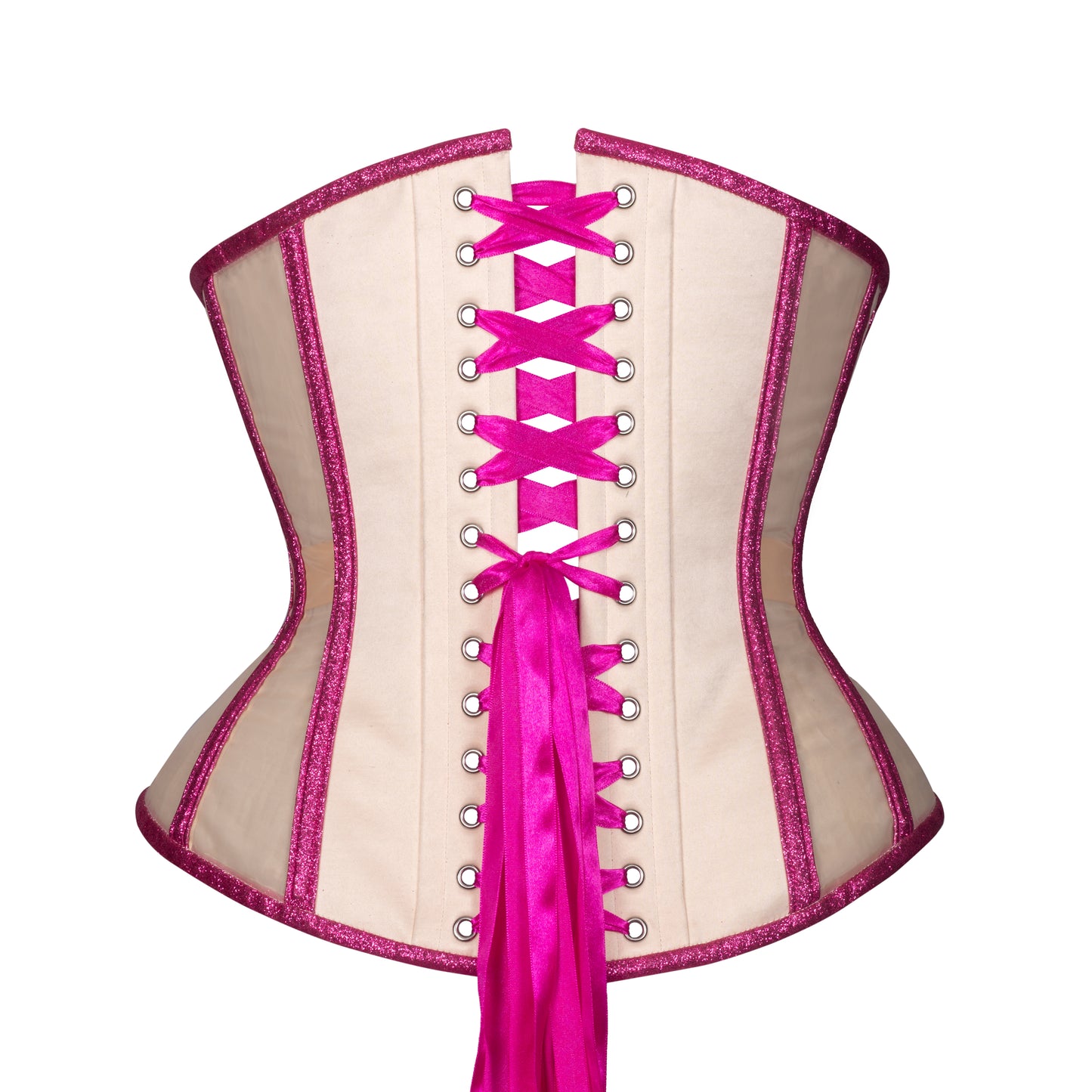 Pink Beige Mesh Corset, Hourglass Silhouette, Regular