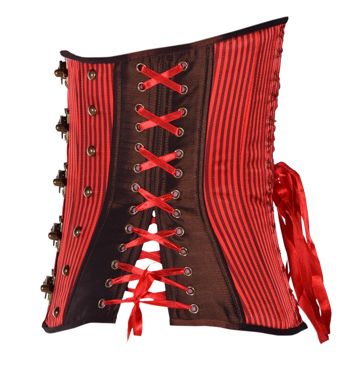 Red Stripe Captain Corset, Slim Silhouette, Long