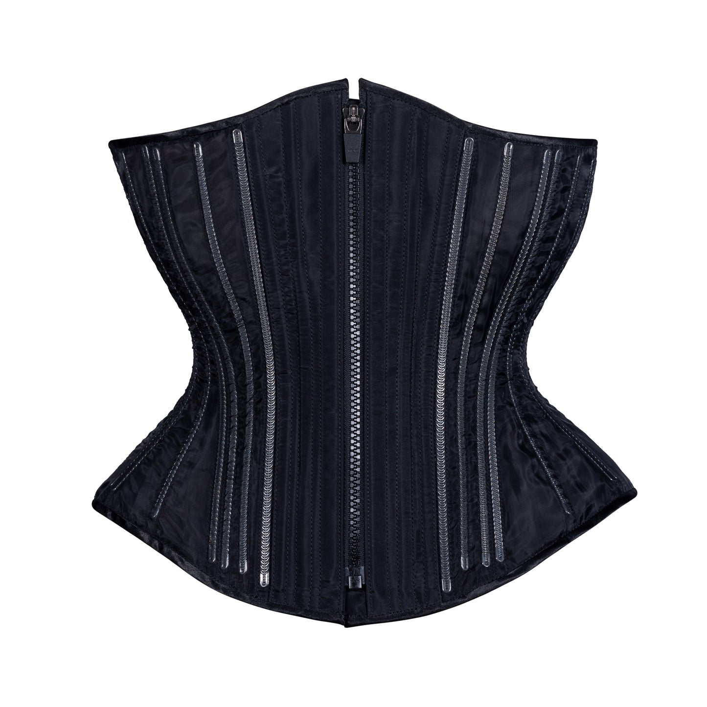 Black Fine Mesh No Line Corset, Hourglass Silhouette, Regular