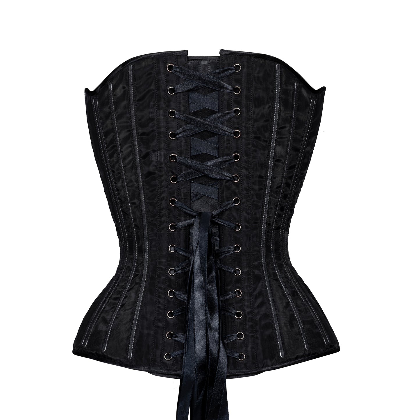 Black Fine Mesh No Line Overbust Corset, OLD Hourglass Silhouette, Regular