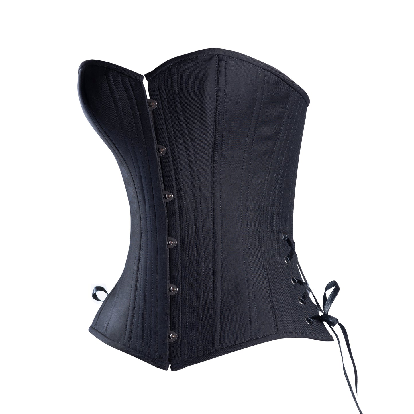 Black Cashmere Overbust Corset, Slim Silhouette, Regular