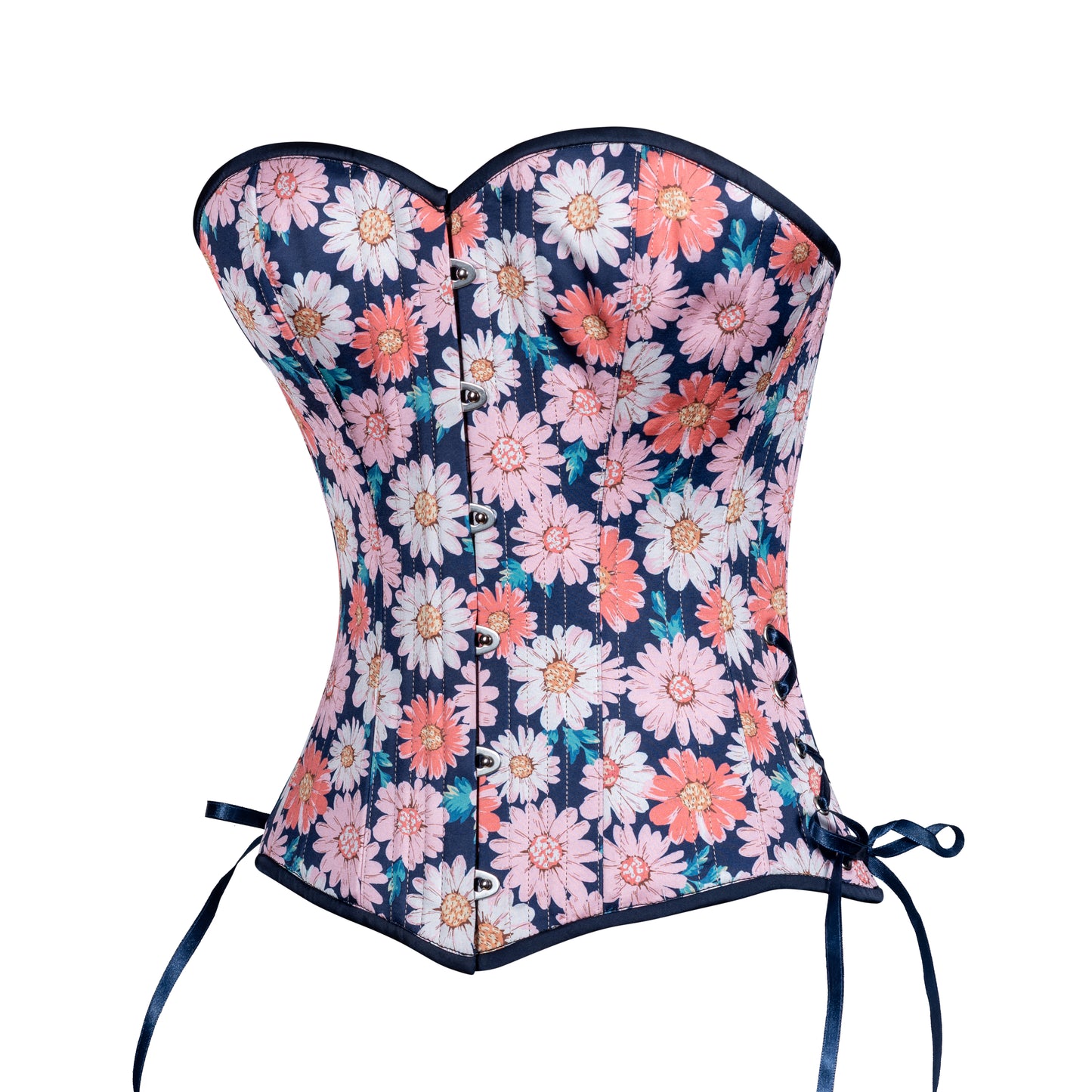 Satin Daisies Overbust Corset, Slim Silhouette, Regular