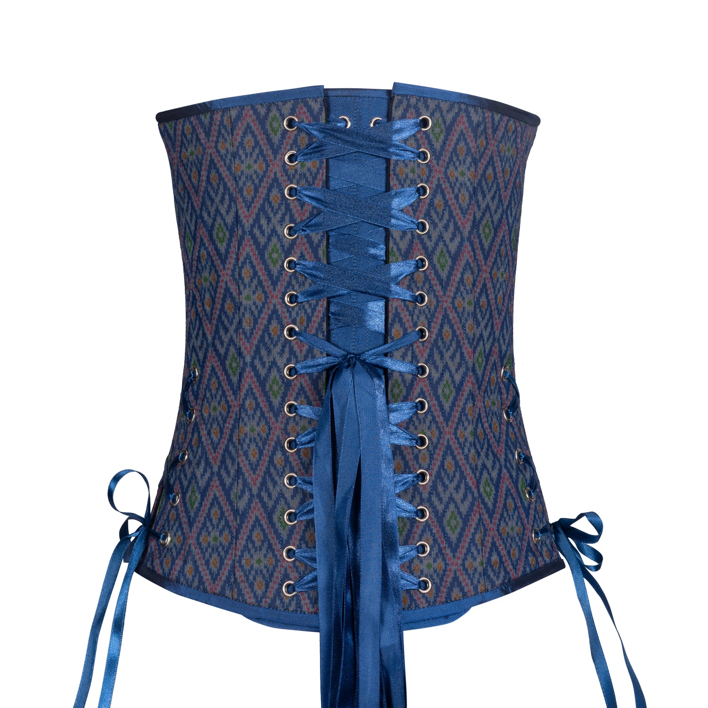 Traditional Blues Overbust Corset, Slim Silhouette, Regular