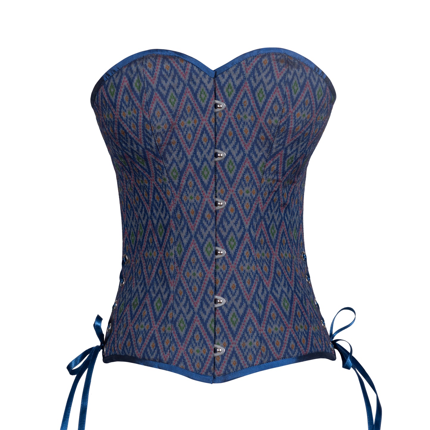 Traditional Blues Overbust Corset, Slim Silhouette, Regular