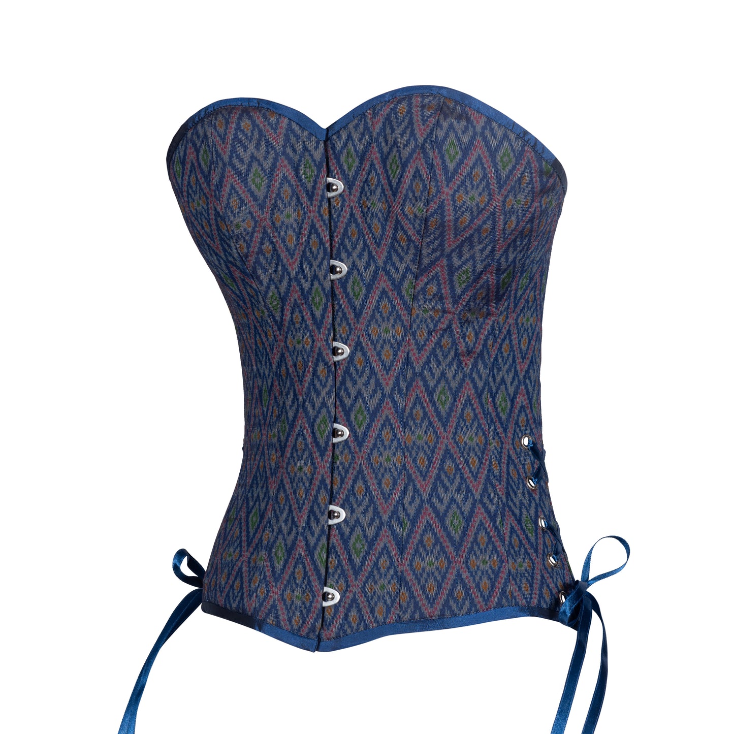 Traditional Blues Overbust Corset, Slim Silhouette, Regular