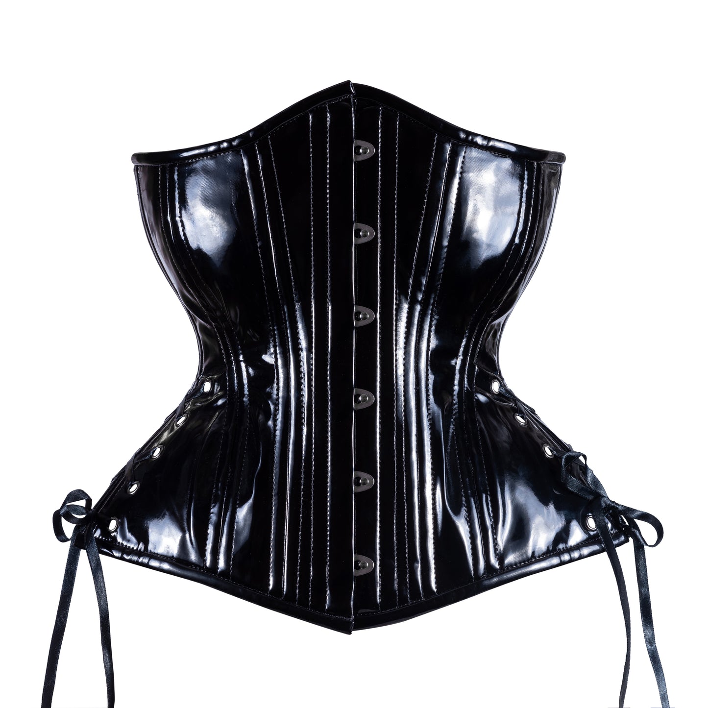 Black Vinyl Corset, Hourglass Silhouette, Long