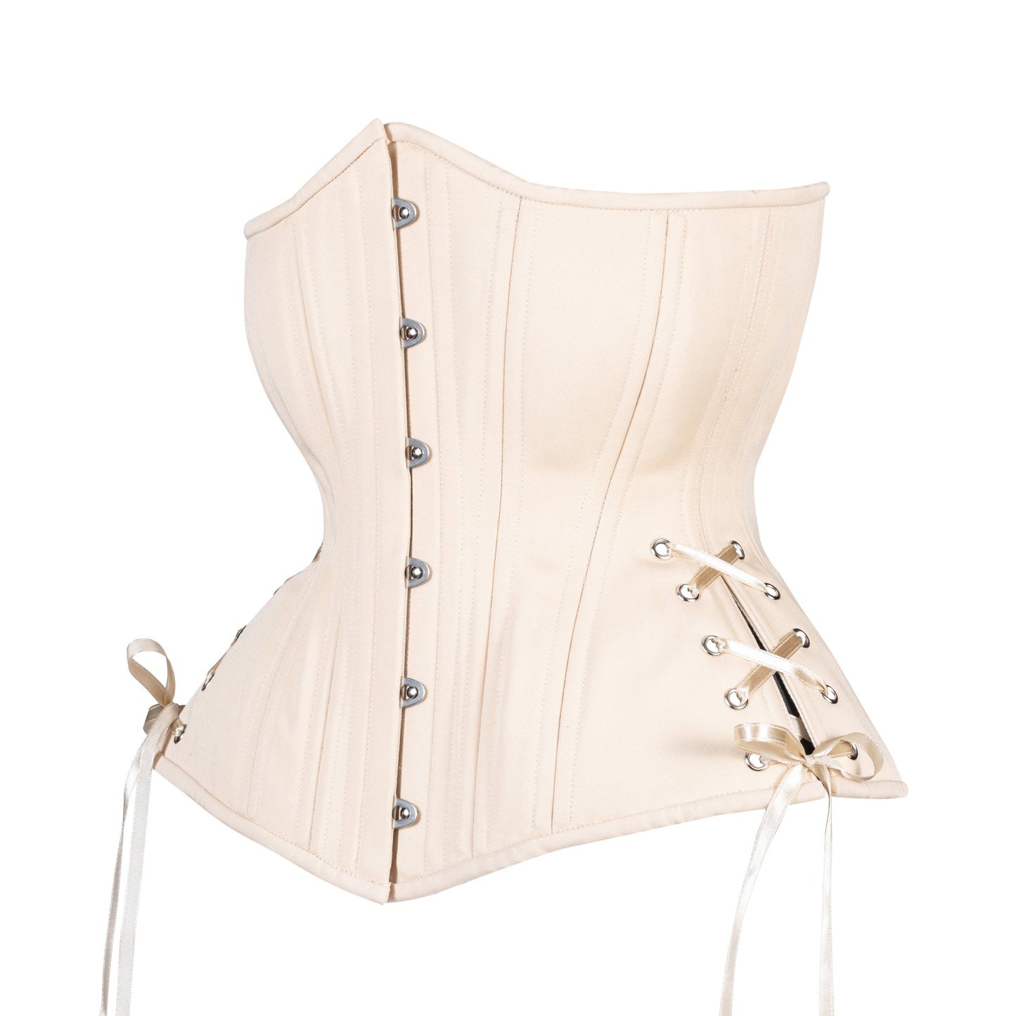Beige Cotton Corset, Hourglass Silhouette, Long