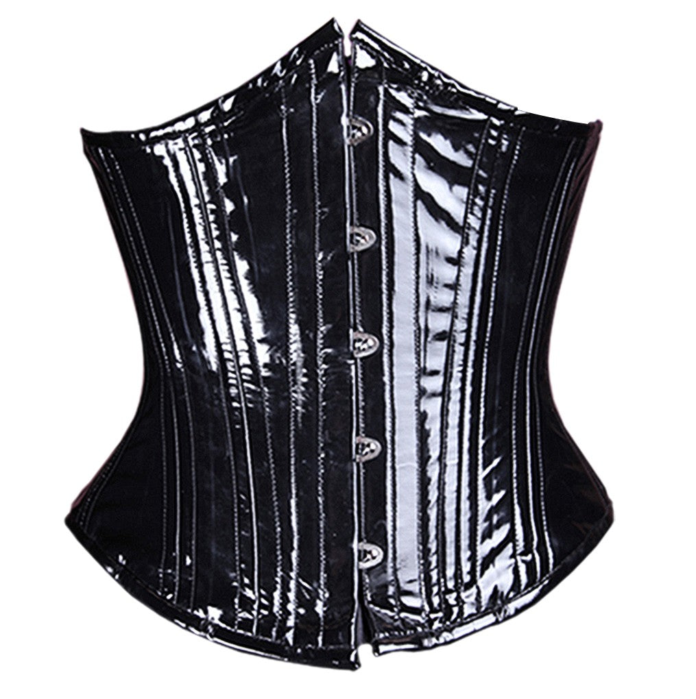 Black Vinyl Corset, Slim Silhouette, Regular