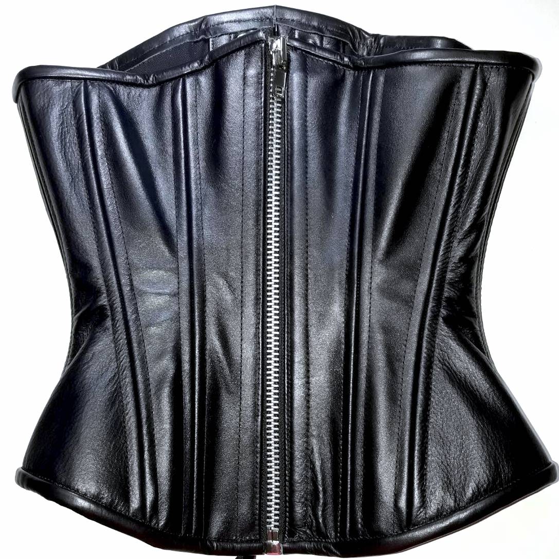 Black Leather with Zipper, Hourglass Silhouette, Regular