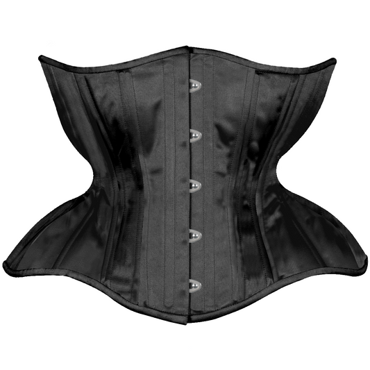 Black Satin Cupped Corset, Gemini Silhouette, Regular