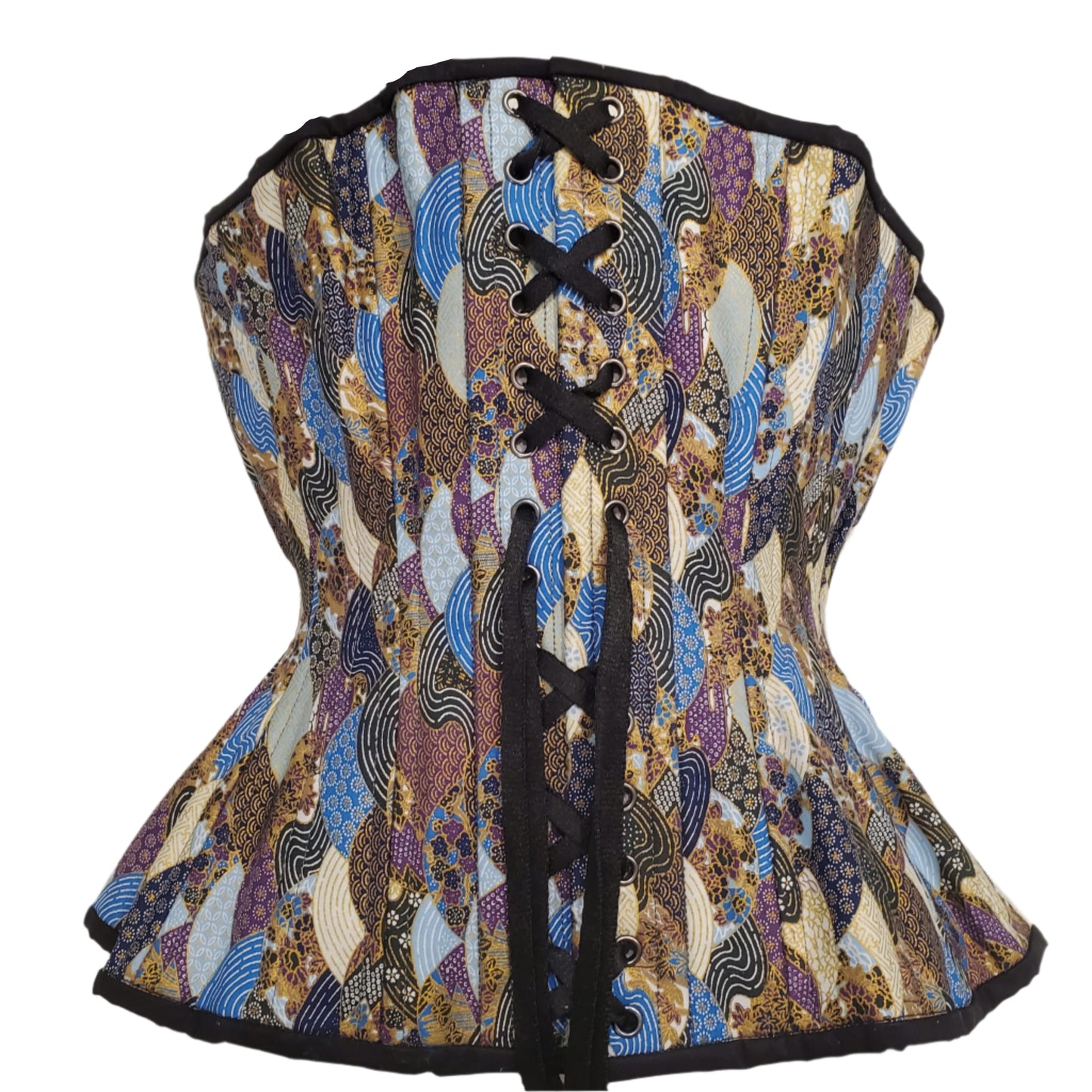 Abstract Blues Cupped Corset, Gemini Silhouette, Regular