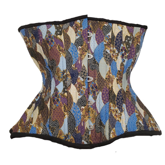 Abstract Blues Cupped Corset, Gemini Silhouette, Regular