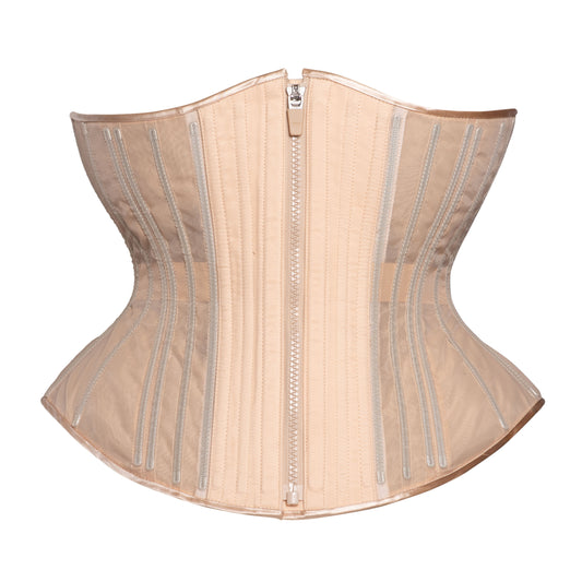 UFR Beige Fine Mesh No Line Corset, Funnel Rib Silhouette, Regular