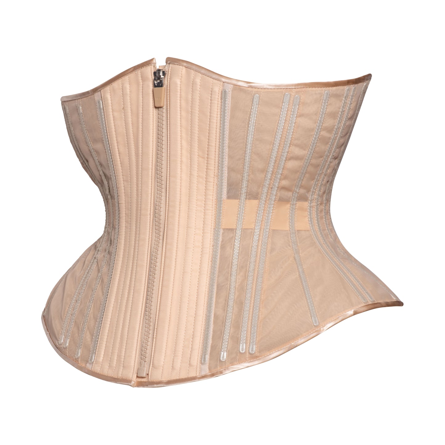 UFR Beige Fine Mesh No Line Corset, Funnel Rib Silhouette, Regular