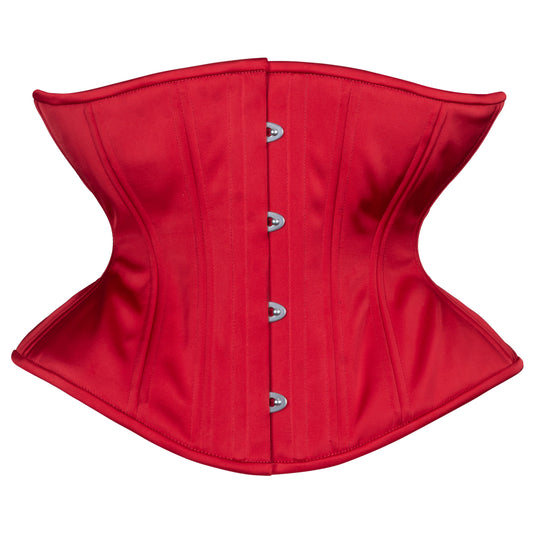 Lipstick Red Satin Corset, Libra Silhouette, Regular