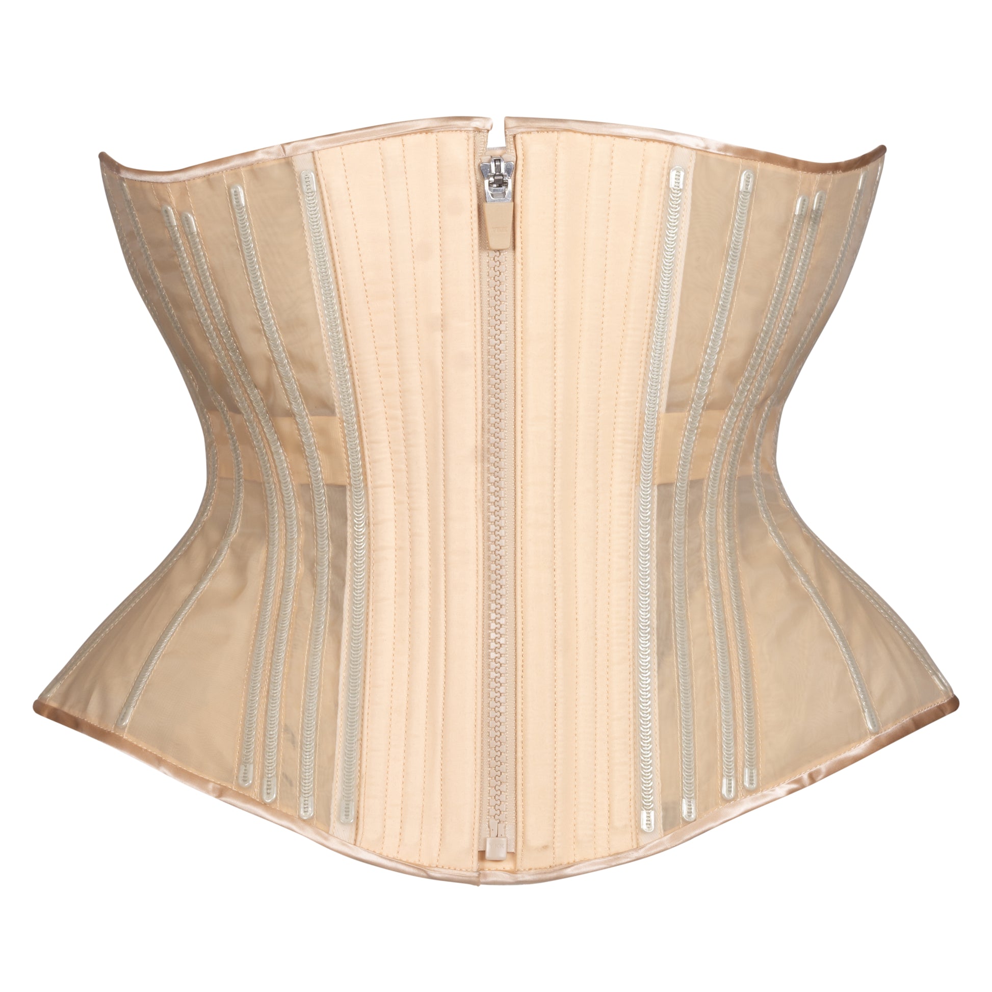 Beige Fine Mesh No Line Libby Corset (Libra Gentle Silhouette, Regular). Front View 