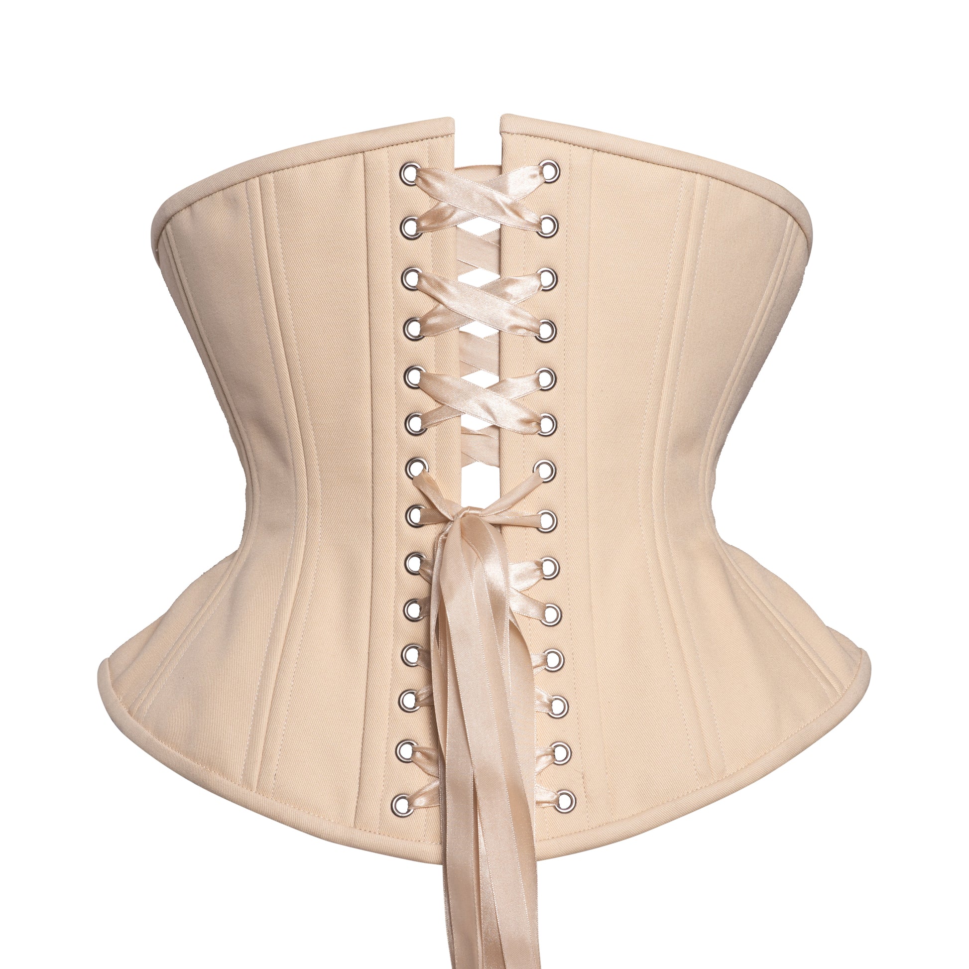 Beige cotton hourglass funnel rib underbust corset, UFR