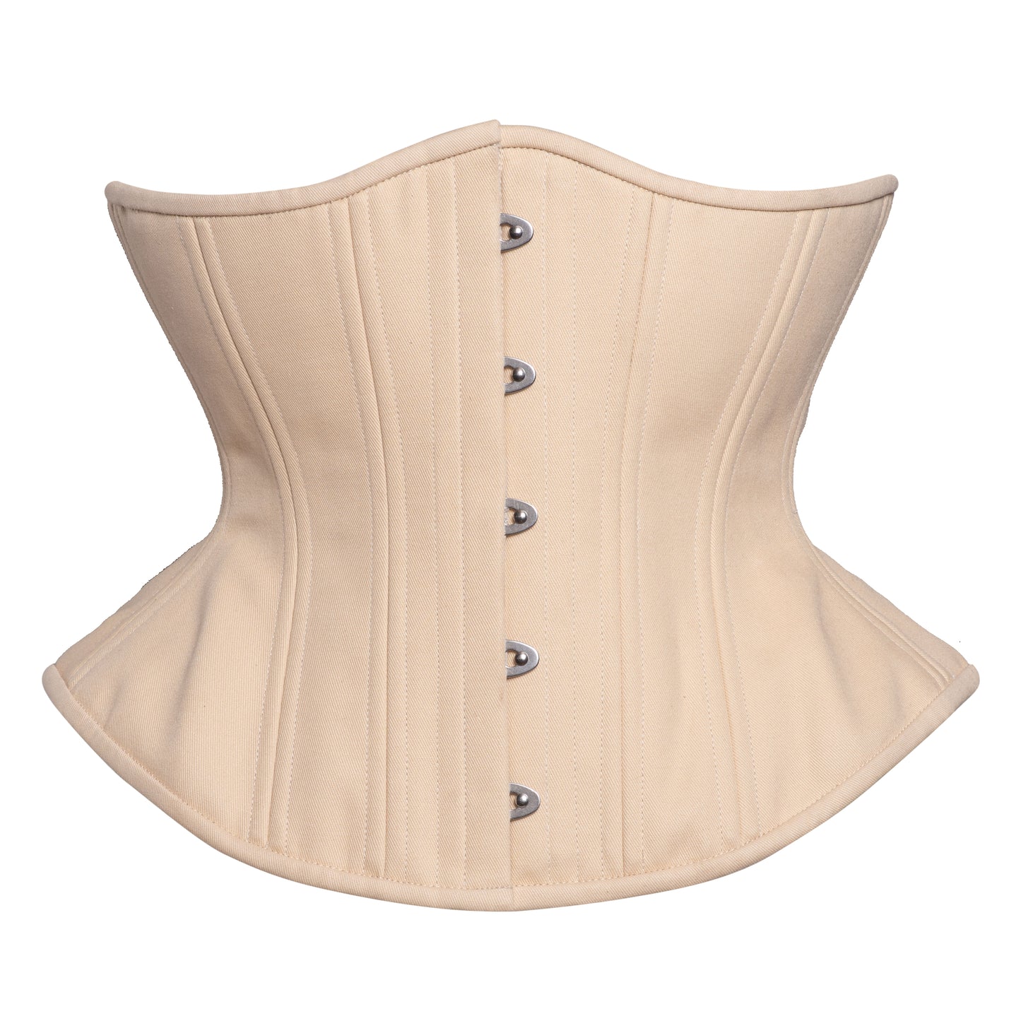 Beige cotton hourglass funnel rib underbust corset, UFR