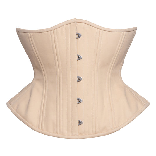 Beige cotton hourglass funnel rib underbust corset, UFR