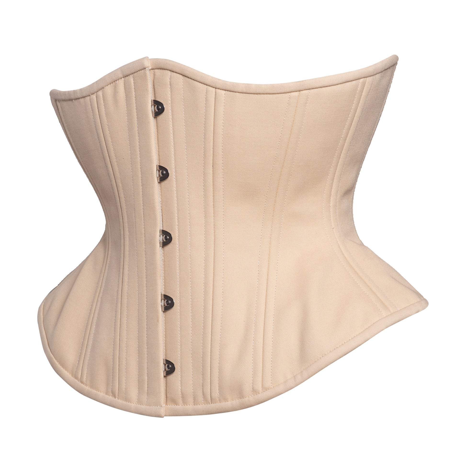 Beige cotton hourglass funnel rib underbust corset, UFR