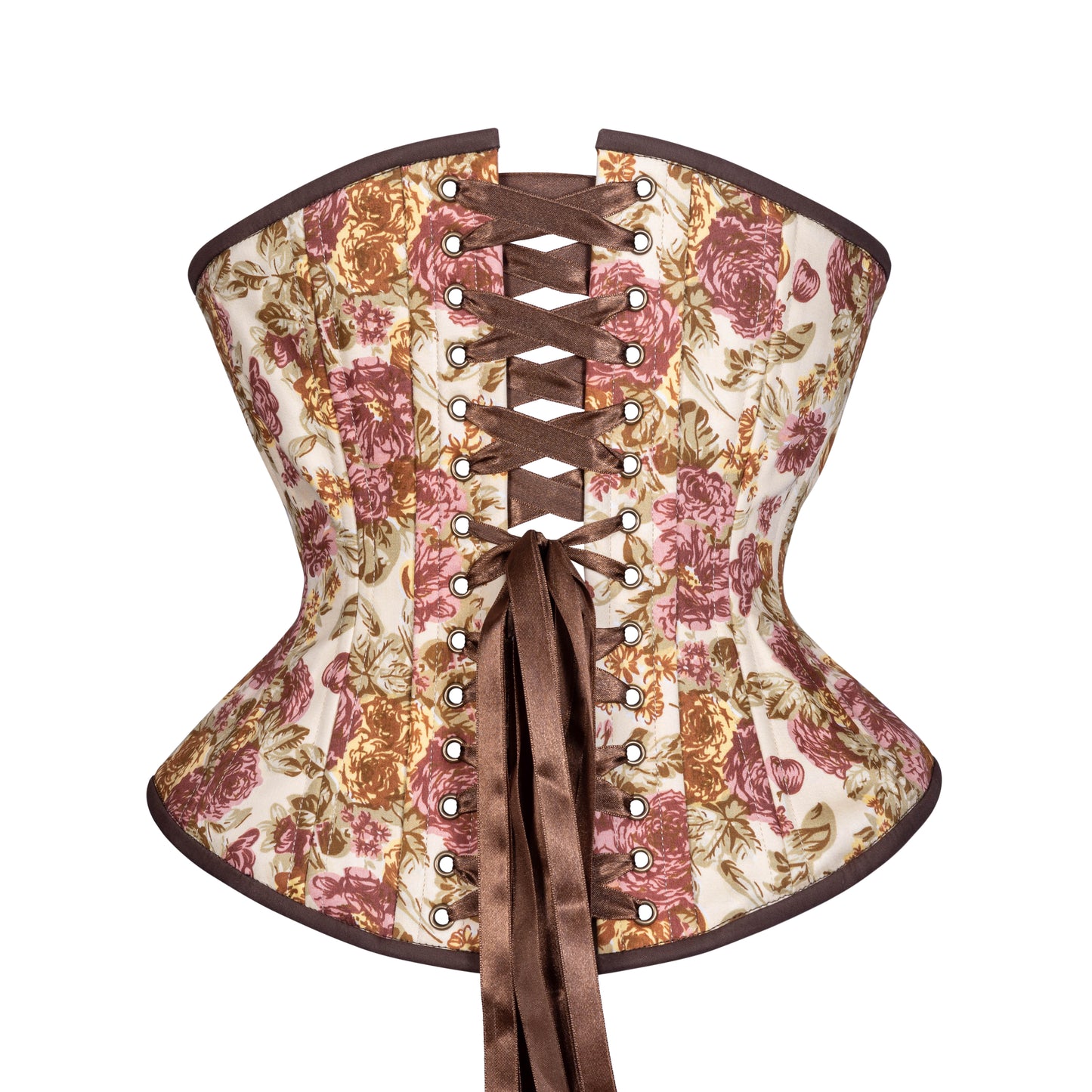 Vintage Peonies Corset, Hourglass Silhouette, Regular