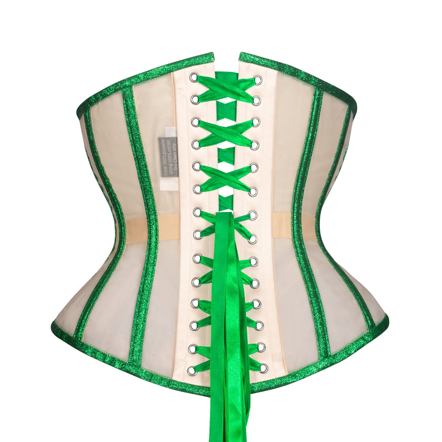 Emerald Beige Mesh Corset, Hourglass Silhouette, Regular