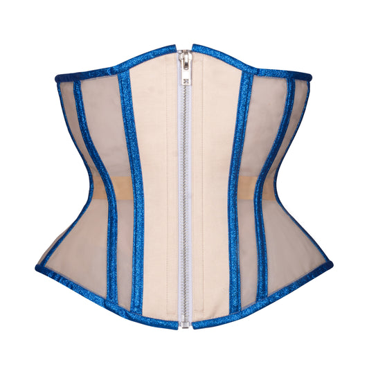 Sapphire Beige Mesh Corset, Hourglass Silhouette, Regular