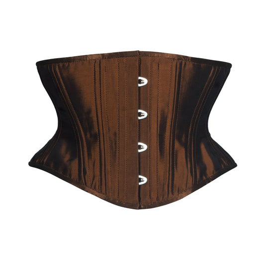 Rusted Brown Corset, Hourglass Silhouette, Short