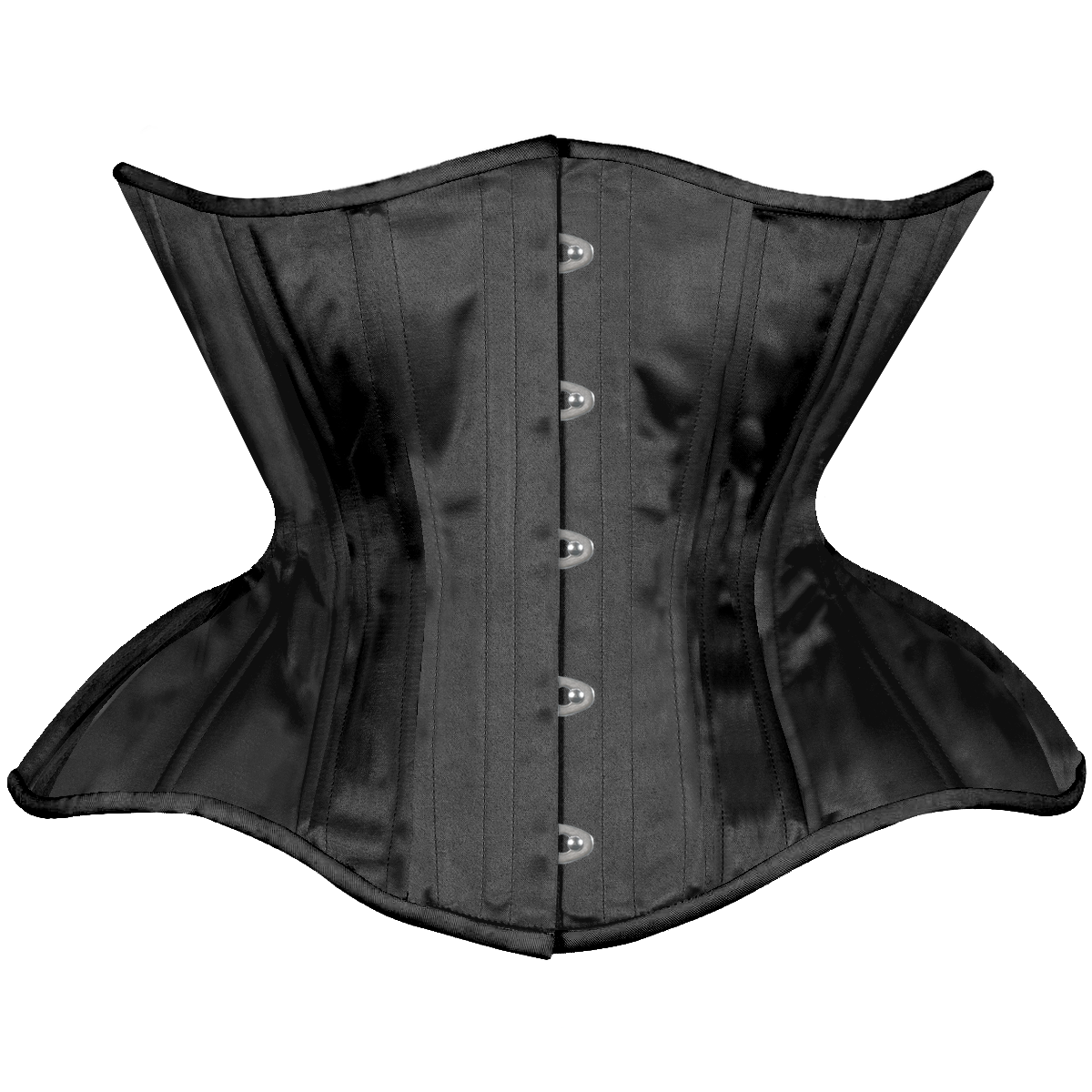 Black Satin Gemini Regular Straight Rib Underbust Corset