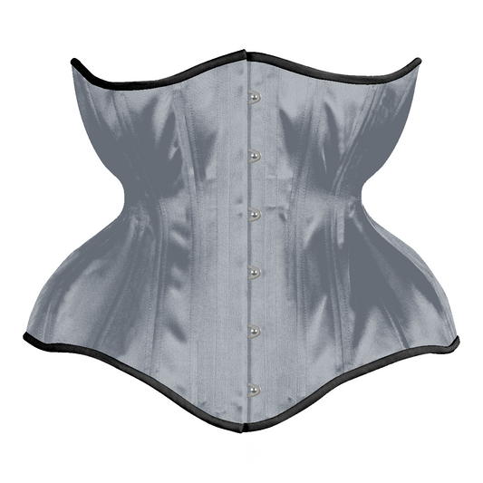 Platinum Satin Cupped Corset, Gemini Silhouette, Long