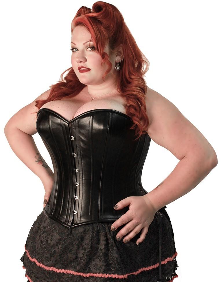 Black Leather Overbust Corset