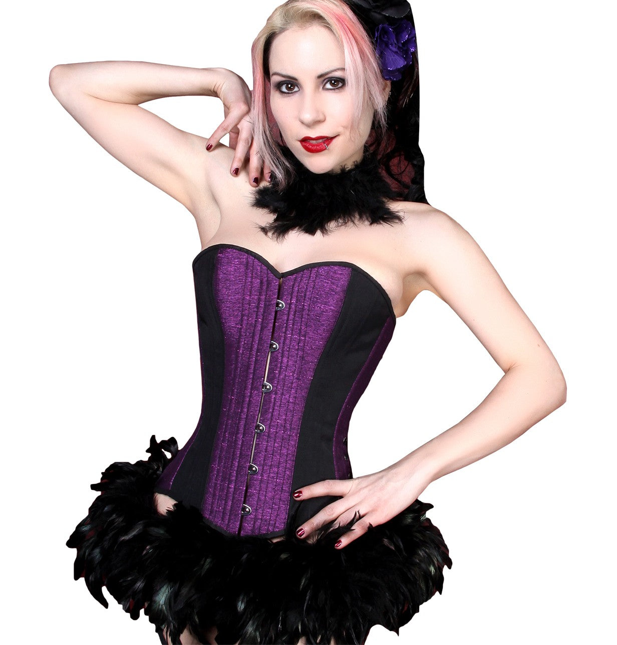 Simona Brocade Gothic Corset- Plus Size Purple Corset Dress- Purple and  Black Corset Dress – Corsets Queen EU