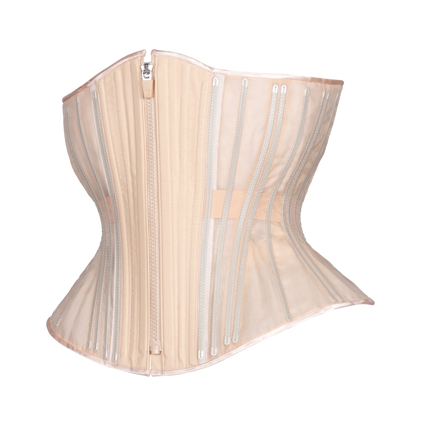 Beige Fine Mesh No Line Corset, Hourglass Silhouette, Regular