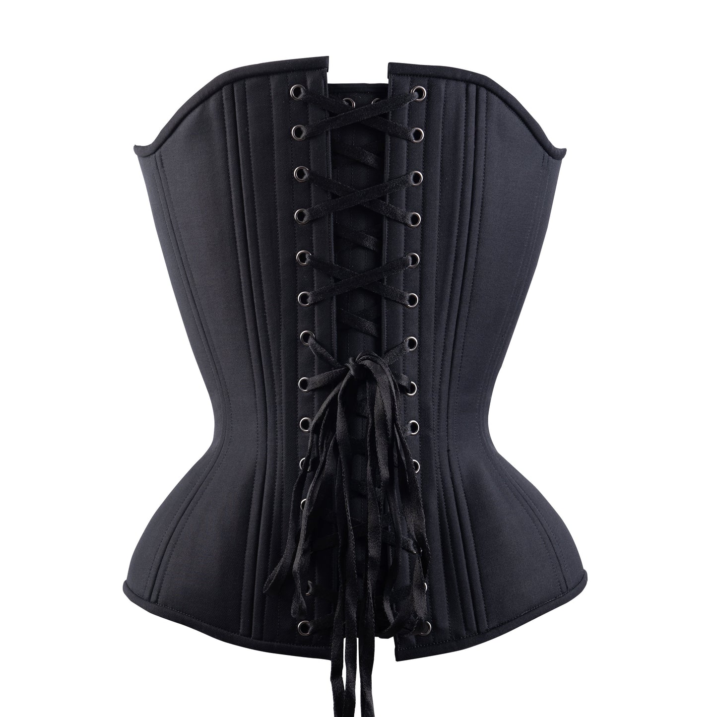 Black Cashmere Overbust Corset, Hourglass Silhouette, Regular