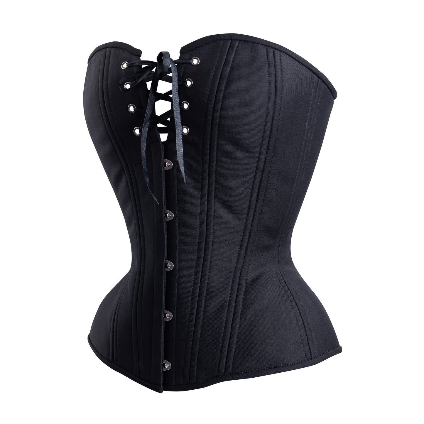 Black Cashmere Overbust Corset, Hourglass Silhouette, Regular