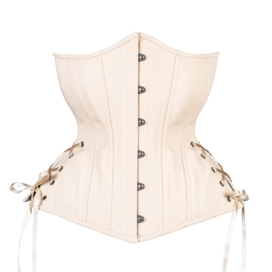 Beige Cotton Corset, Hourglass Silhouette, Long