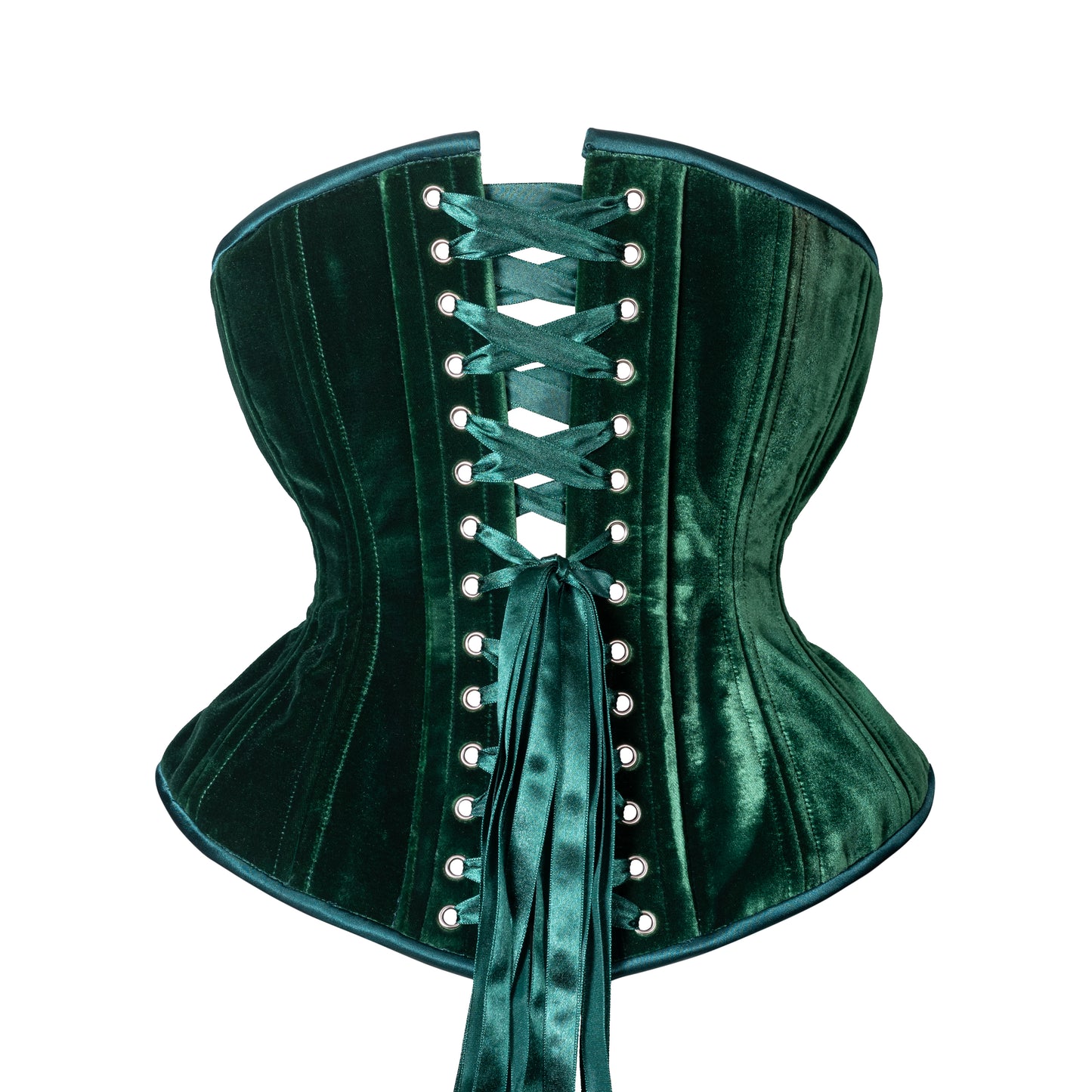 Green Velvet Corset, Hourglass Silhouette, Regular